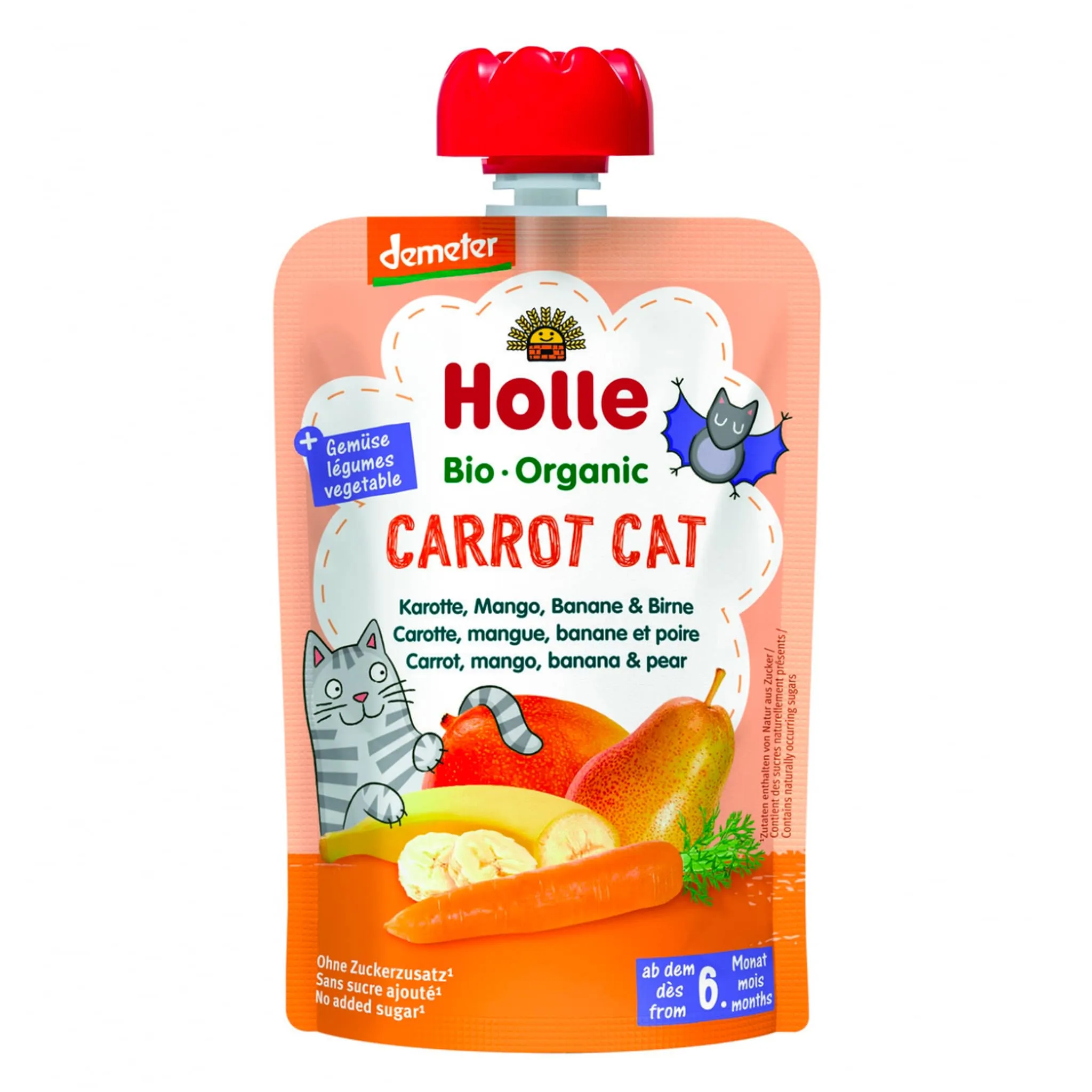 Holle Purée Bio - Carrot Cat - Carotte, Mangue, Banane et Poire (À partir de 6 mois)