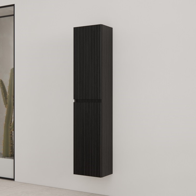 Gliss Design Timotheus kolomkast met ribbelfront 160cm black veneer
