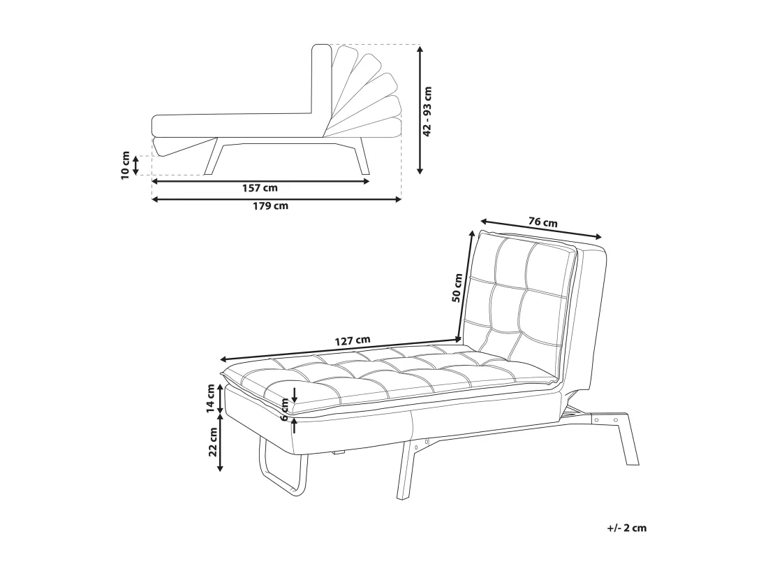 Chaise longue réglable beige LOIRET