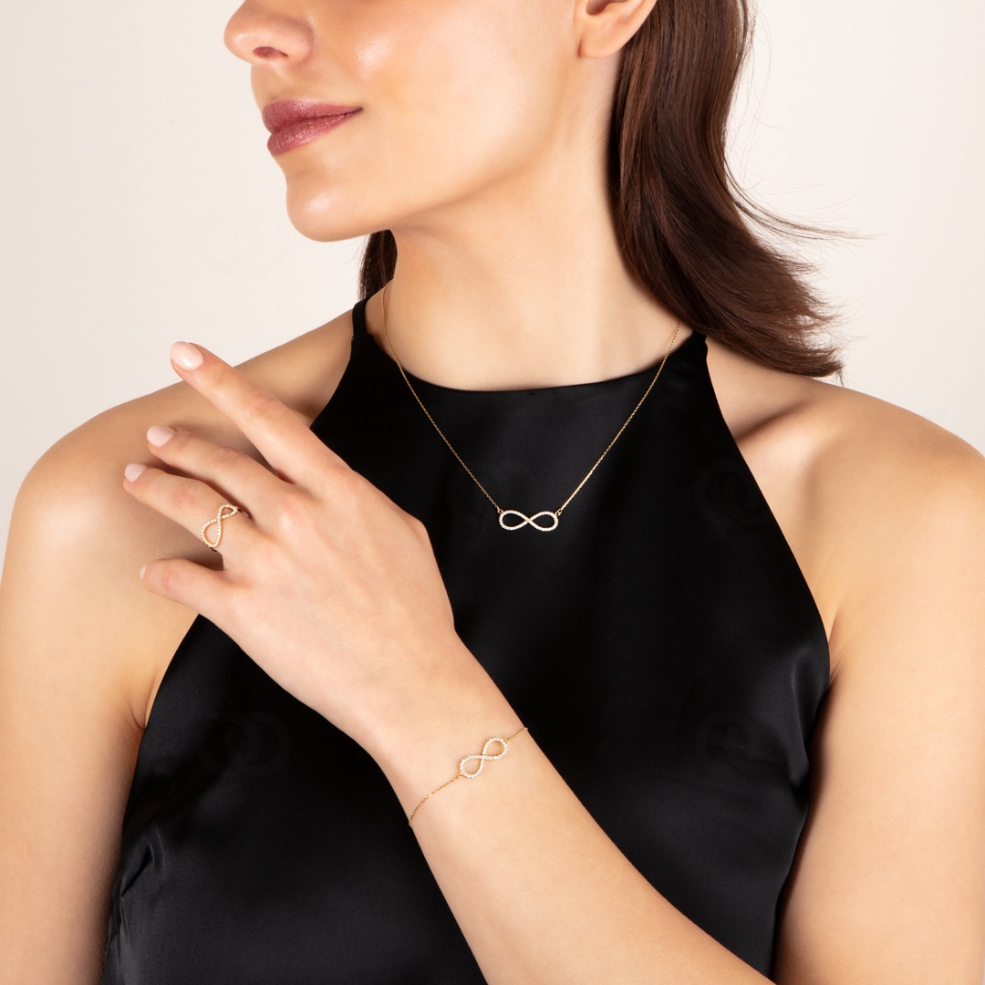 Armband 750/18 K Gelbgold Infinity mit Diamanten 0.25 ct H/si