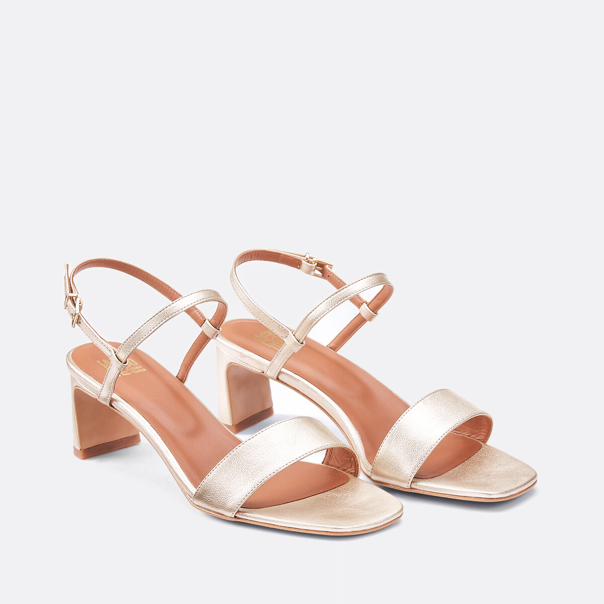 COLEÇÕES LA REDOUTE<br>Sandálias em couro metalizado, modelo Signature CANDICE