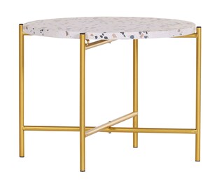 INTERhome Beistelltisch TERRAZZO 55 x 40 cm weiß/ goldfarbig
