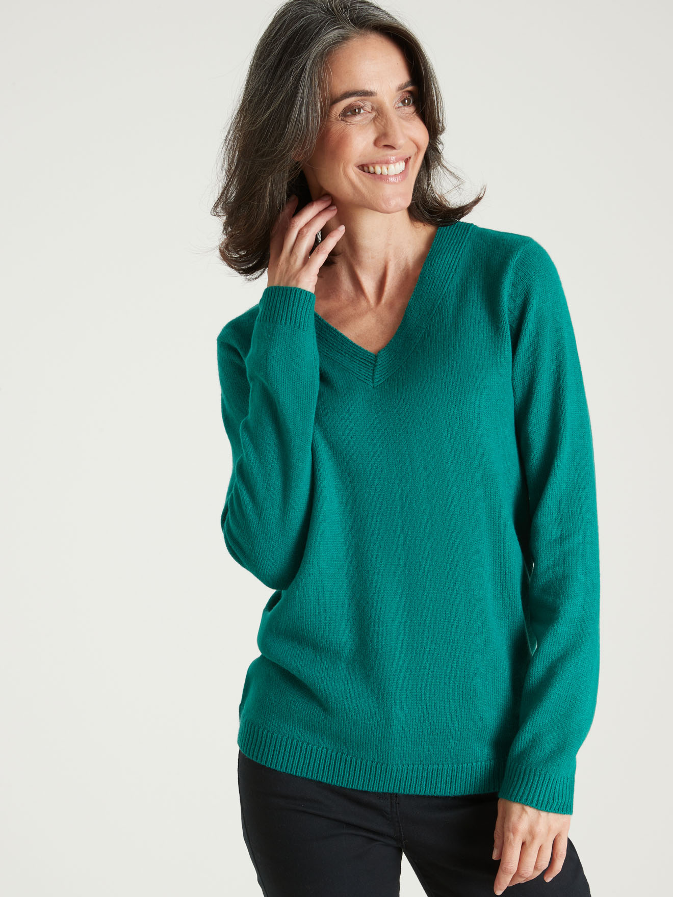 Pull encolure V manches longues