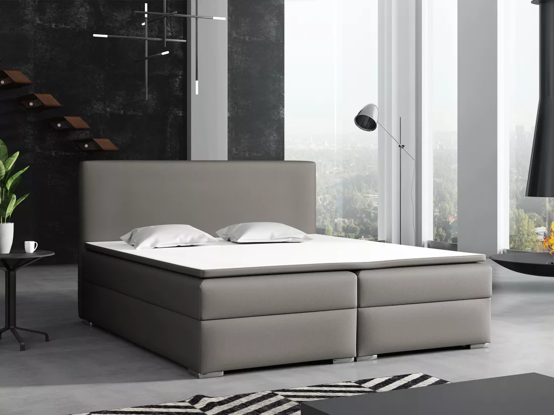 LIT BOXSPRING avec surmatelas Soler 180x200 cm, Soft 29 (Gris)