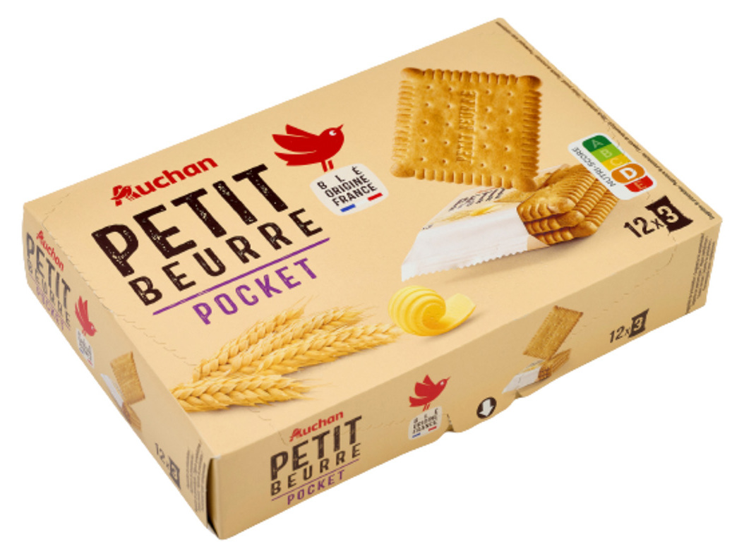 BOLACHA AUCHAN PETIT BEURRE POCKET 300G