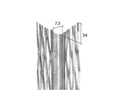 CATNIC binnenpleisterprofiel, gegalvaniseerd staal, voor pleisterdikte 12 mm, 1500 x 34 x 34 mm