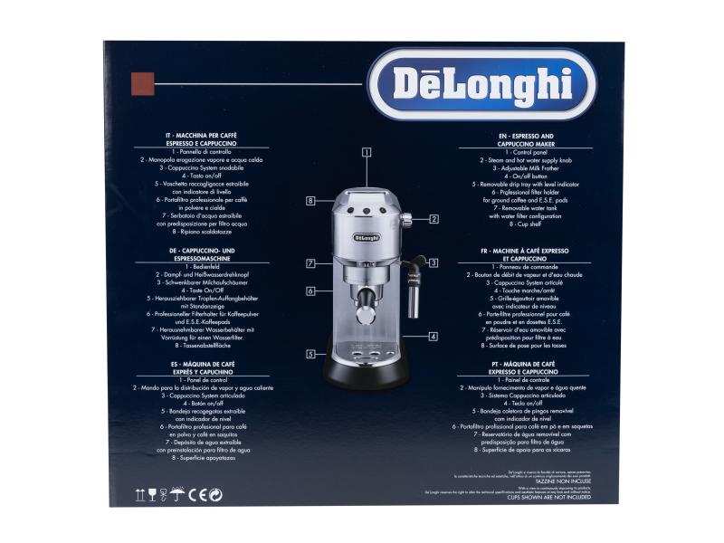 De'Longhi Siebträgermaschine Dedica EC 685.M Silber Kompakte Kaffeemaschine im Metallic-Look mit Siebträger