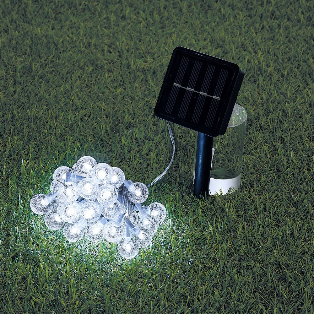 Guirlande solaire boule lumineuse 30LED blanc froid 5,8 m