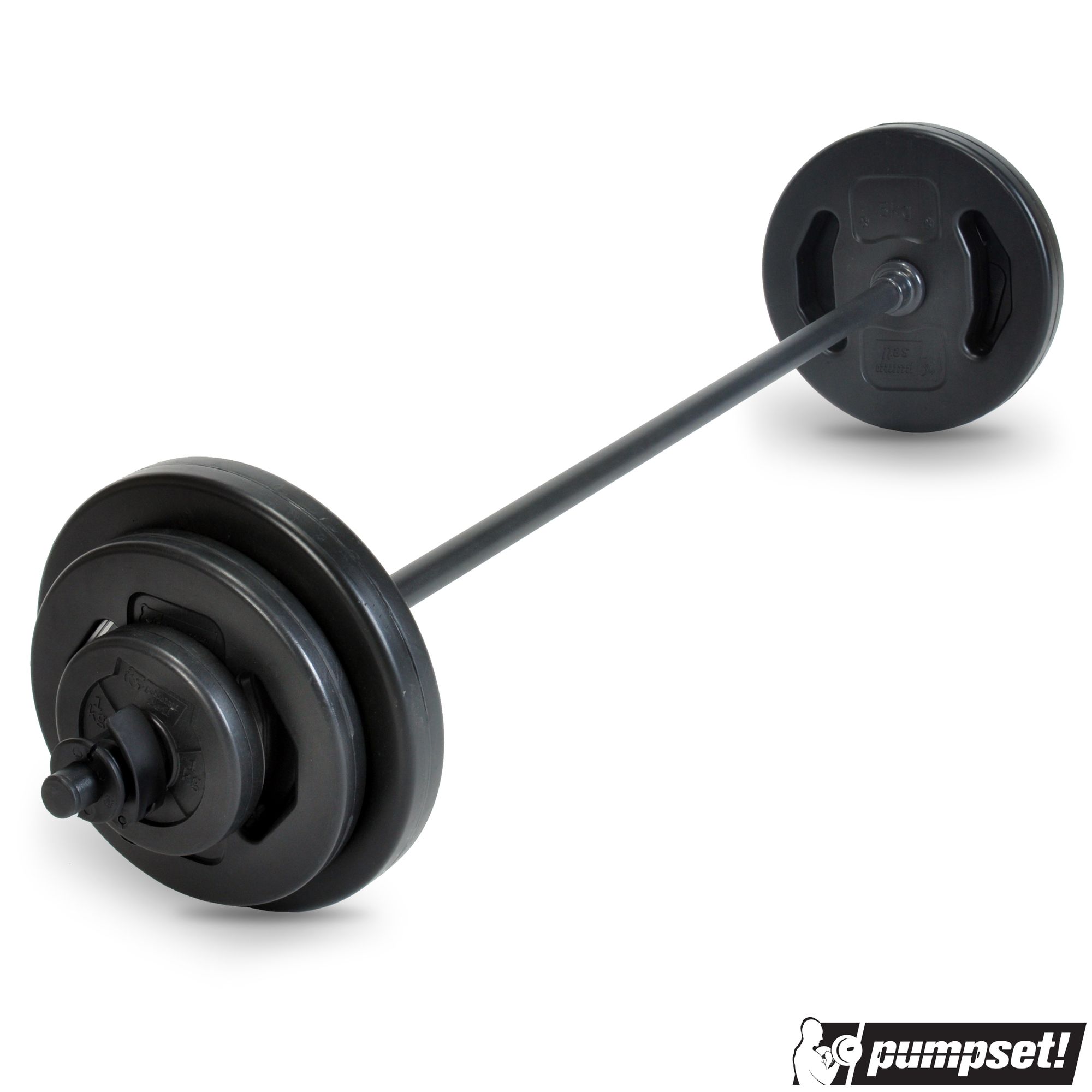 Original pumpset! 20 kg (Stange, Verschlüsse, Scheiben: 2 x 1,0 kg, 2 x 2,5 kg, 2 x 5,0 kg)
