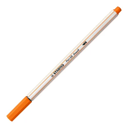Premium-Filzstift mit Pinselspitze für variable Strichstärken - STABILO Pen 68 brush - Einzelstift - gelbrot