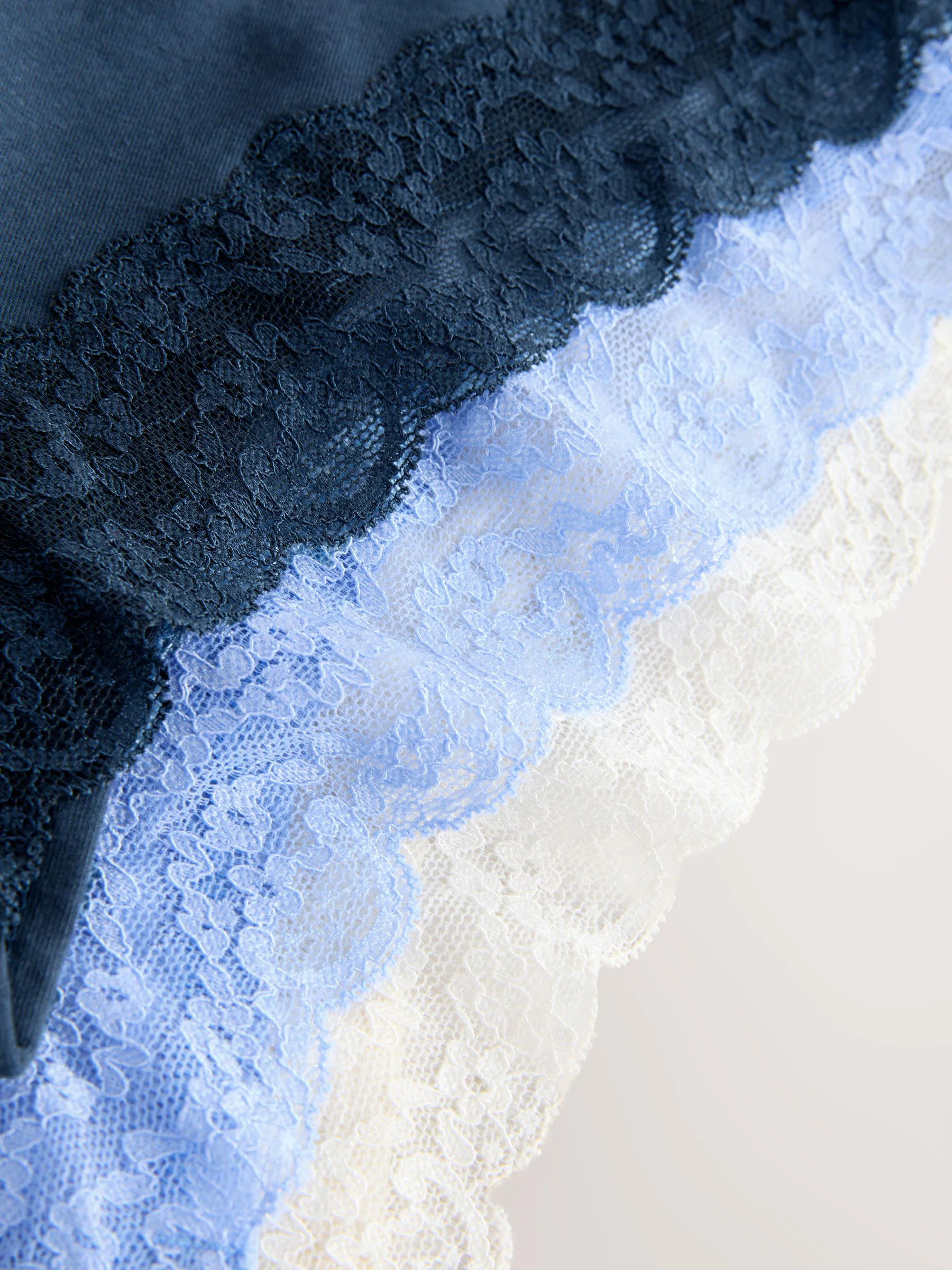 Blauw - 7 Katoenen slipjes met kant