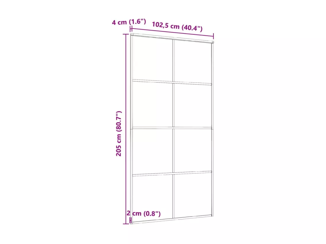 Porte coulissante Aluminium et verre ESG 102,5x205 cm Noir