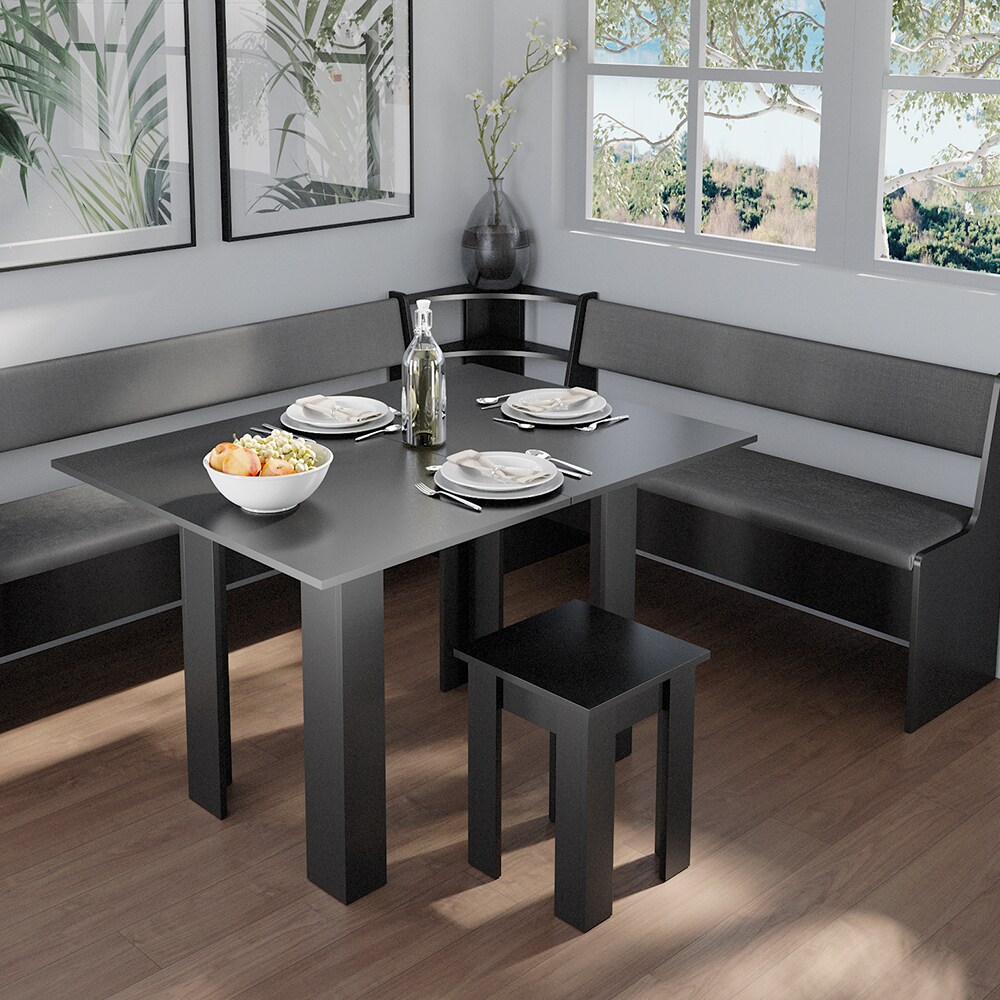 Vicco Eckbankgruppe Küchensitzgruppe Esszimmergruppe Roman Schwarz modern 210x180 cm Sitzbank Sitzecke Küchentisch Tischhocker Küchenmöbel Polstermöbel Esszimmermöbel