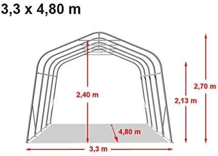 Garagenzelt Carport 3,3 x 4,8 m in dunkelgrün Unterstand Lagerzelt PVC 800 N Plane und Stabiler Stahlrohrkonstruktion