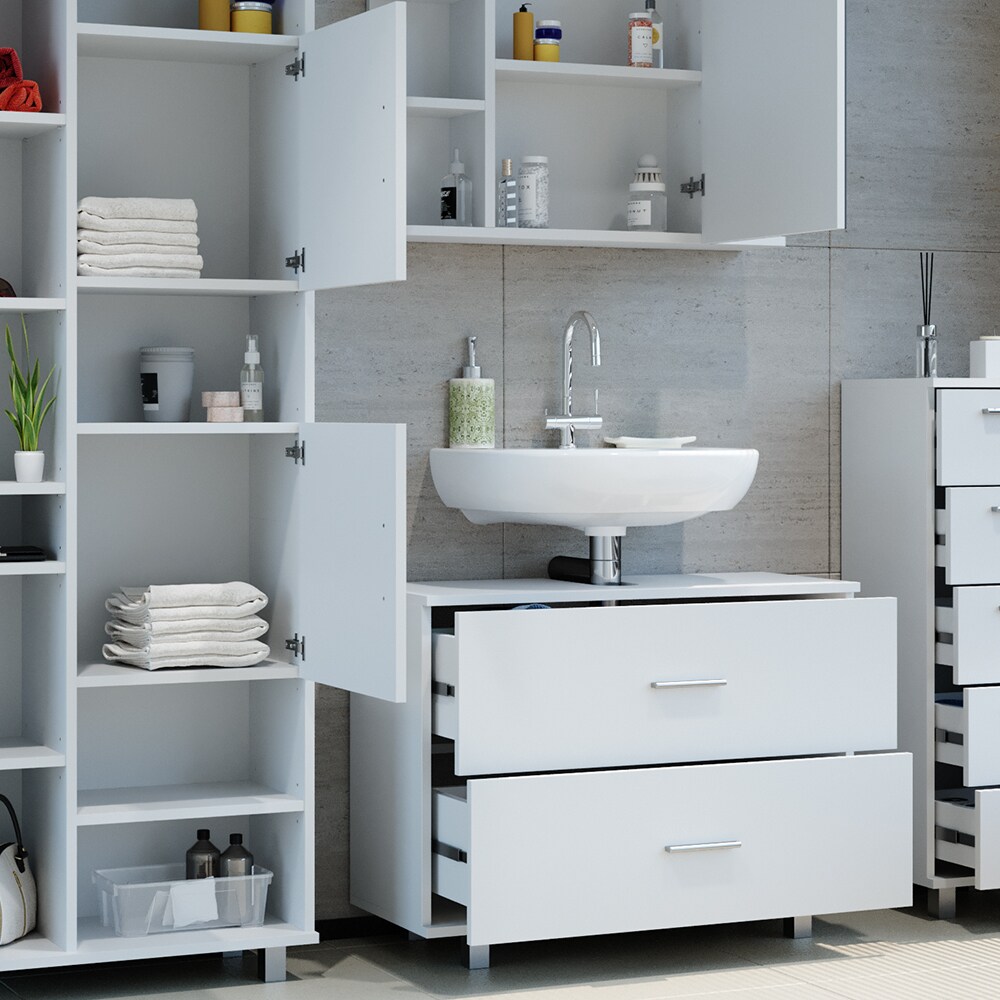 VICCO Badmöbel Set ILIAS WeißSpiegel Kommode Unterschrank Badschrank