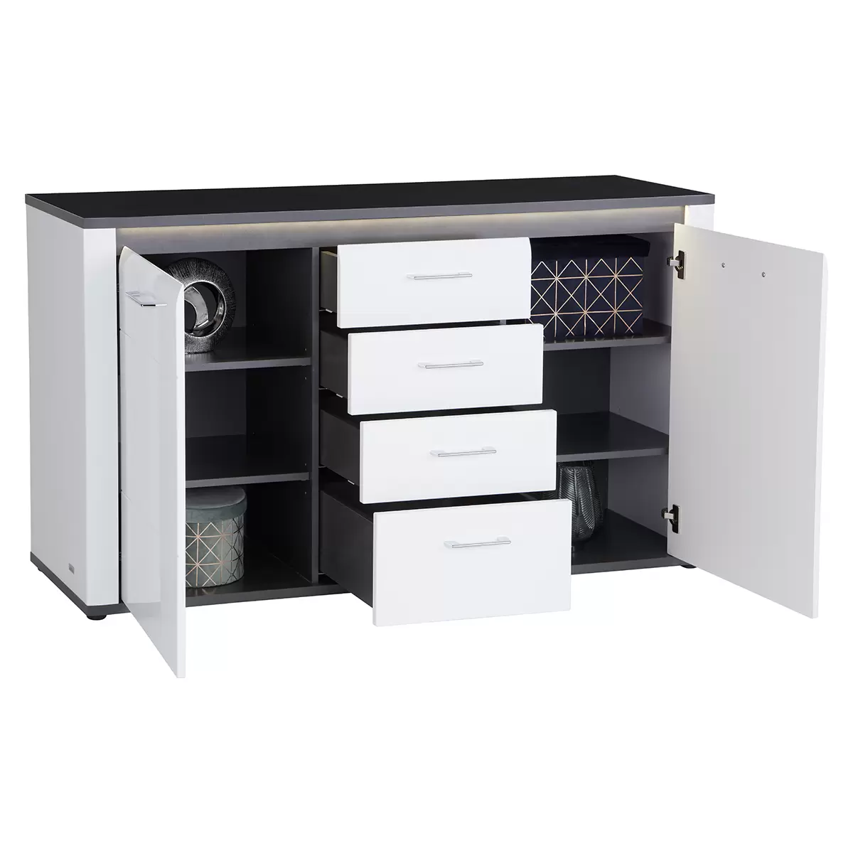 Kommode Alassio weiss,schwarz
