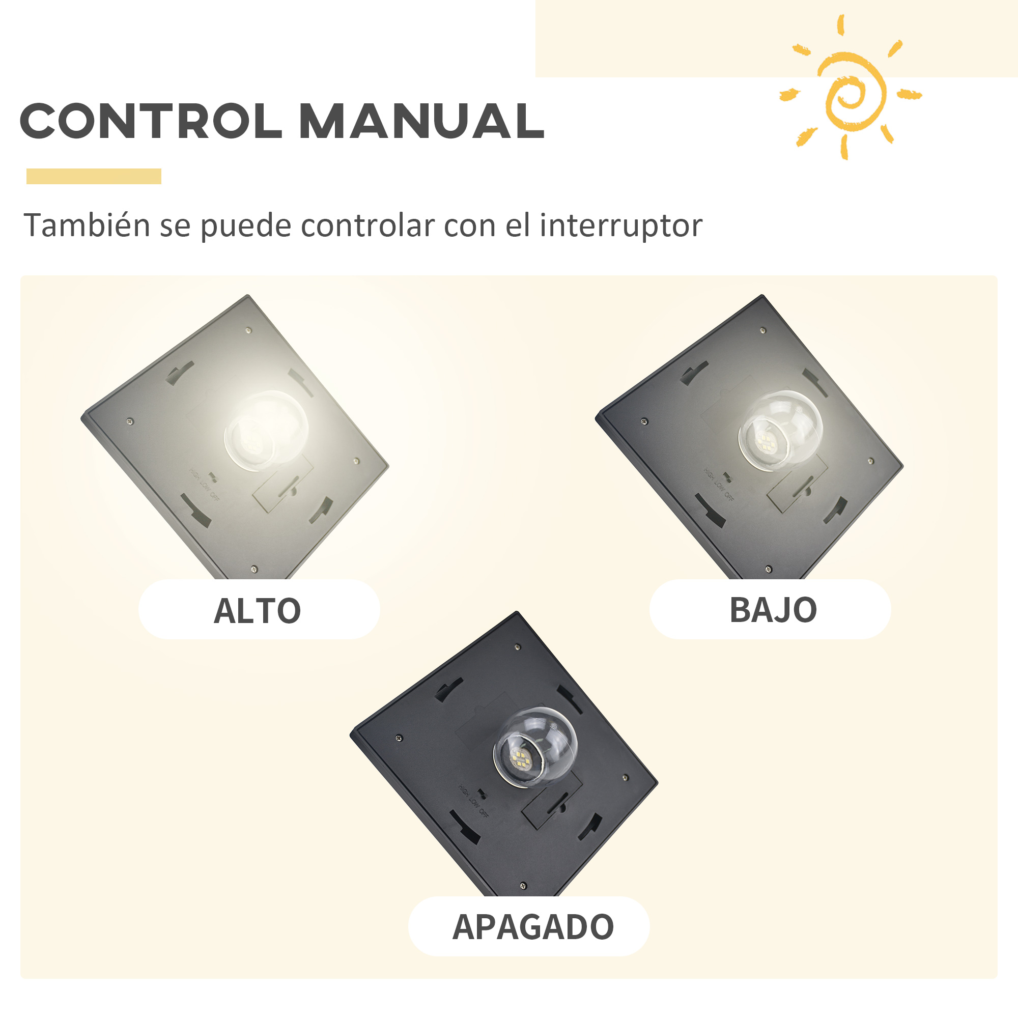 Postes de iluminação solar Outsunny pretos