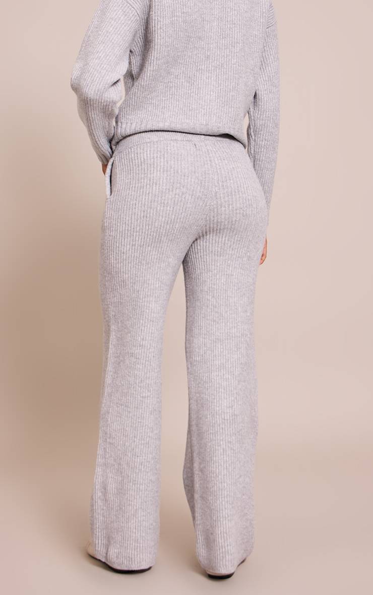 Gris Pantalon En Maille Côtelée Brossée Avec Cordon De Serrage