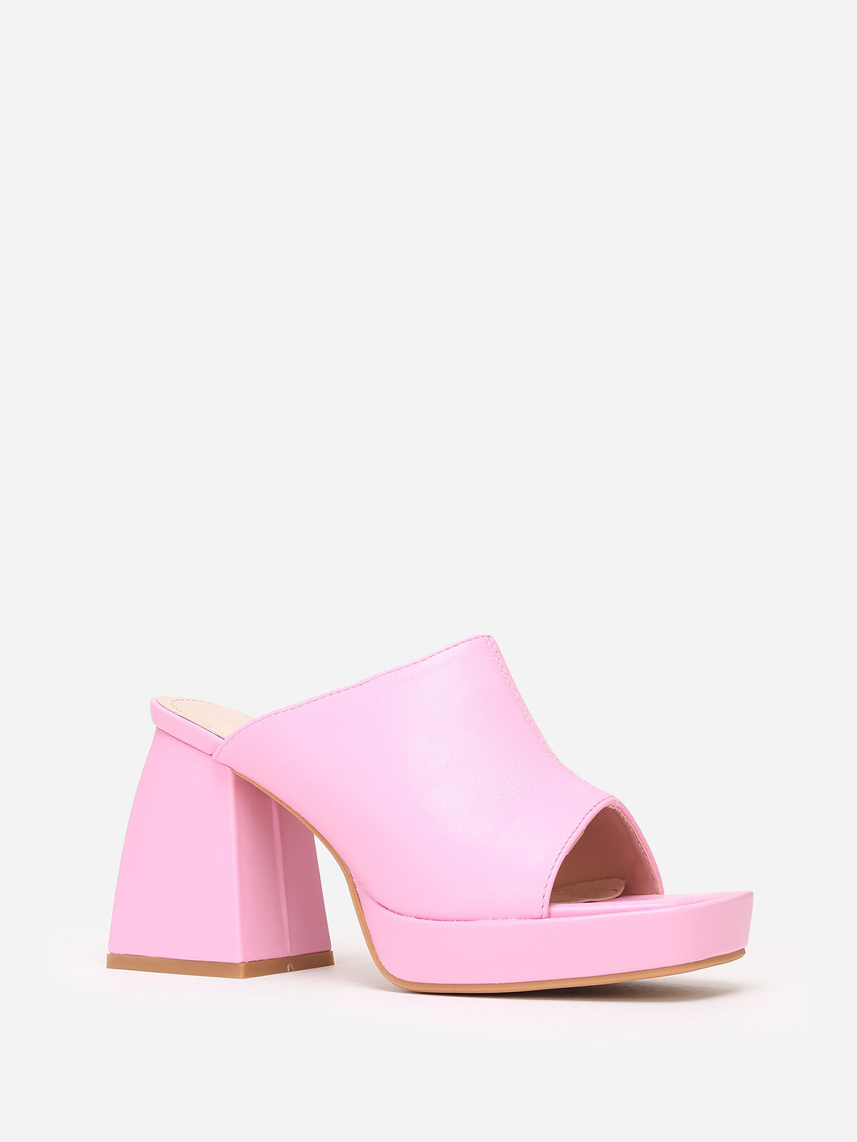 Mules plateformes à talon trapèze- Rose