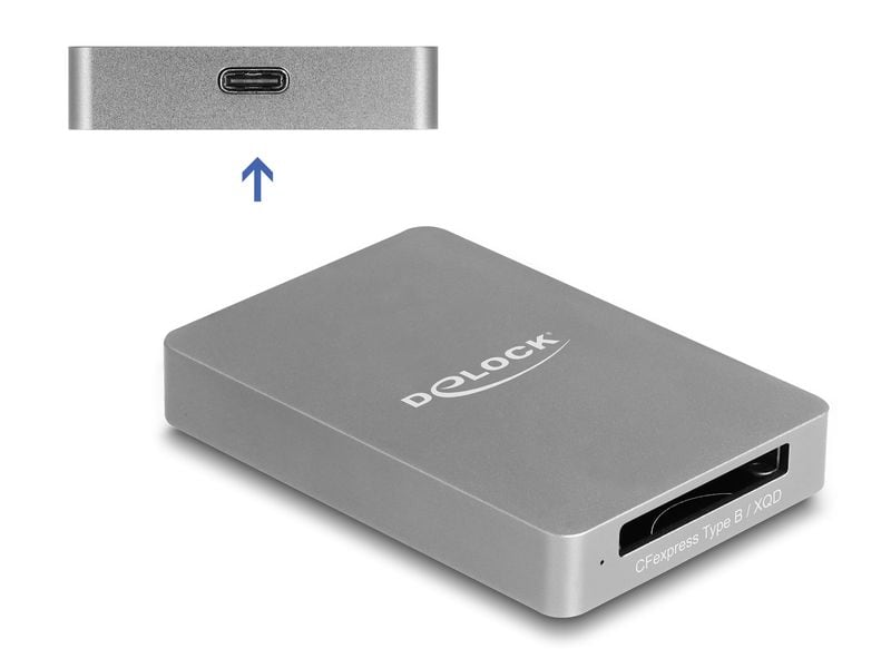 Delock Card Reader Extern Card Reader Extern 91008 USB Typ- Delock USB Type-C Card Reader im Aluminium Gehäuse für CFexpress oder XQD Speicherkarten