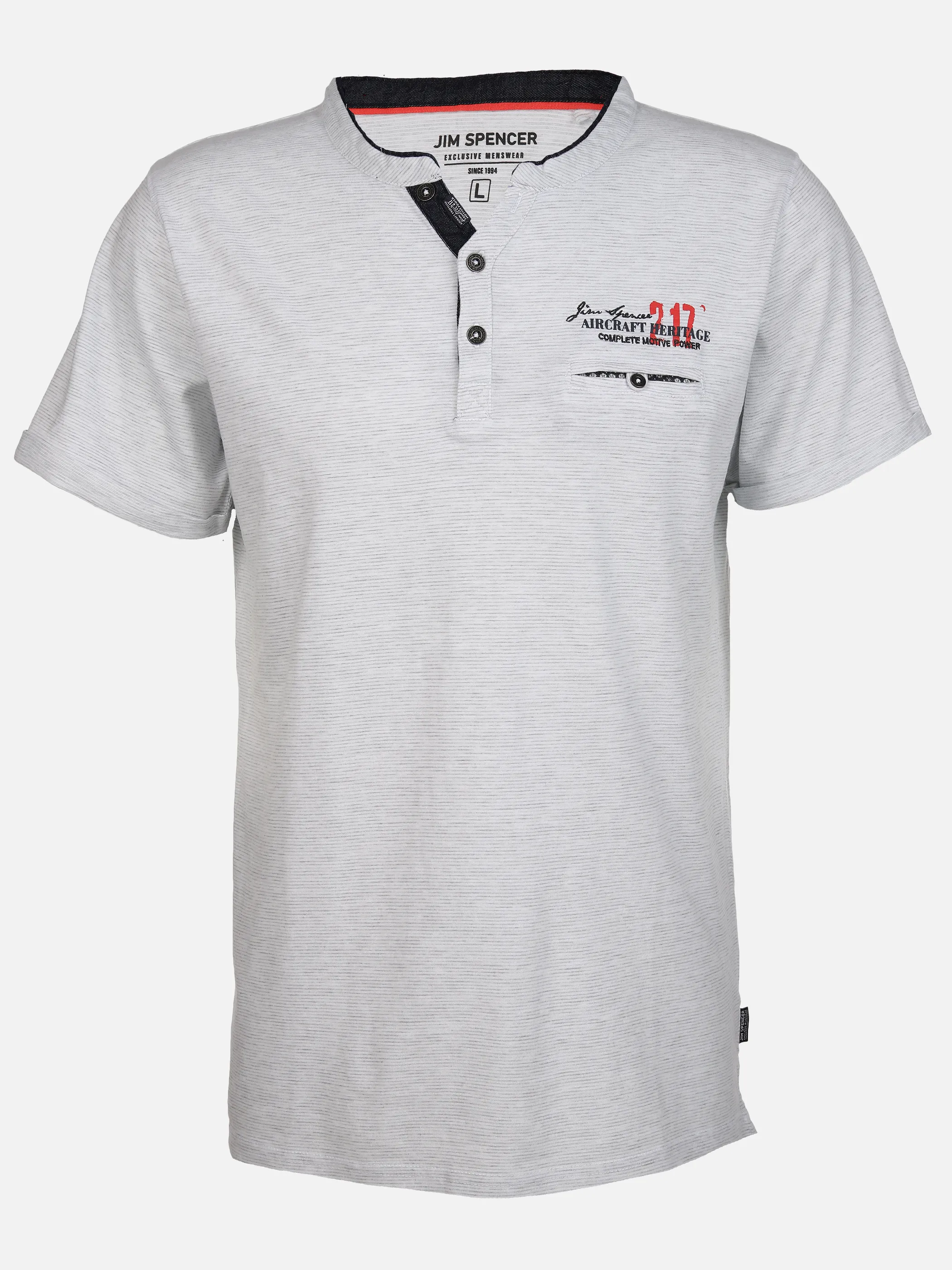 Herren Henleyshirt mit Brusttasche und Stickerei