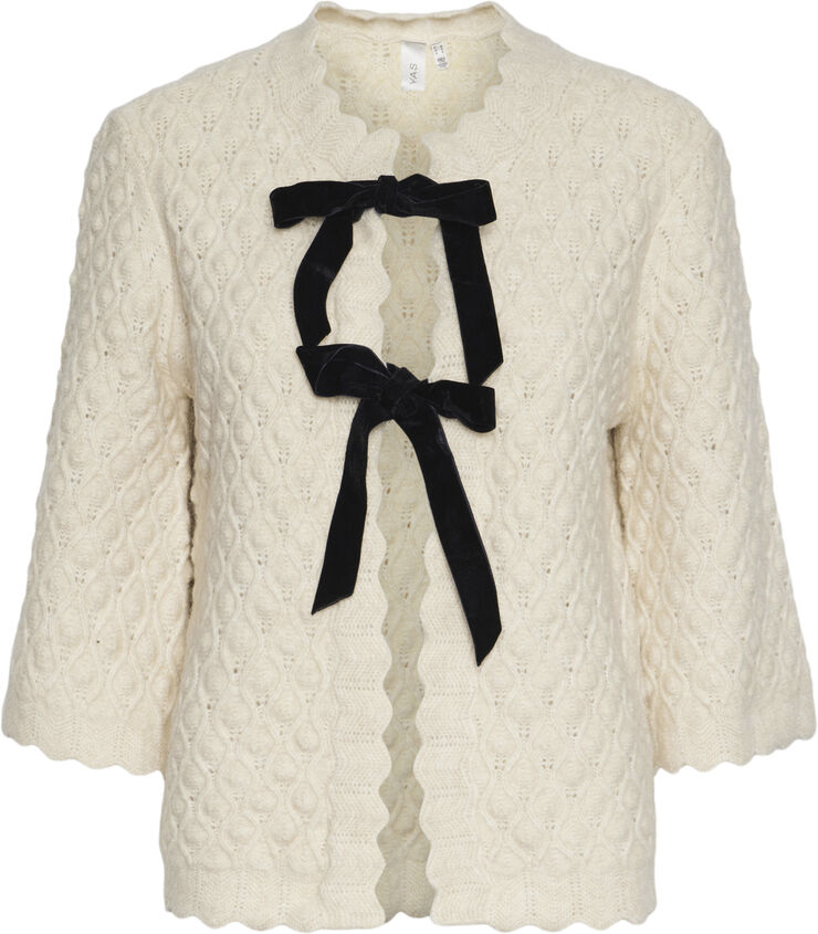 YAS YASEGSA 3/4 KNIT CARDIGAN S. Birch/black ties