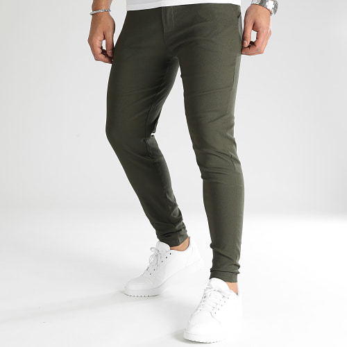 Lot De 2 Pantalons Chino Noir Vert Kaki