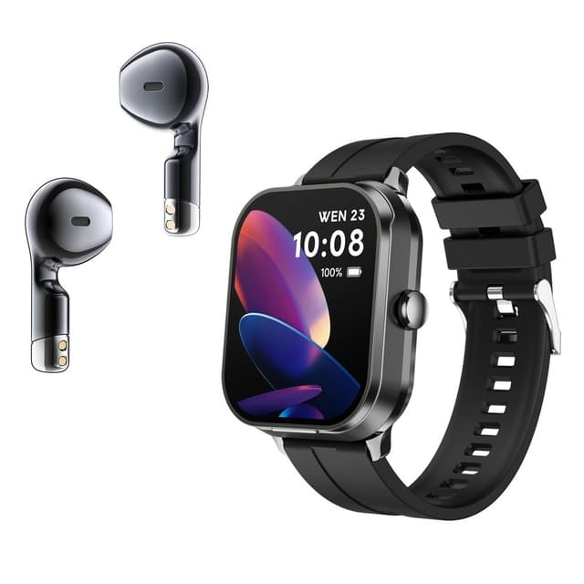 D8 Pro 2-i-1 Bluetooth-hovedtelefoner & Smart Watch Health Monitoring Stålrem