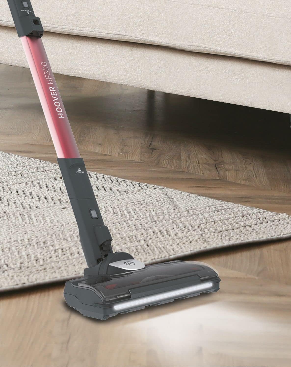 Hoover H-Free 500 HF522STH 011 Home Akku-Staubsauger ohne Beutel – bis zu 30 Min. Laufzeit – komprimierbar für kompaktes Verstauen – kabelloser Staubsauger mit LED & Parkfunktion
