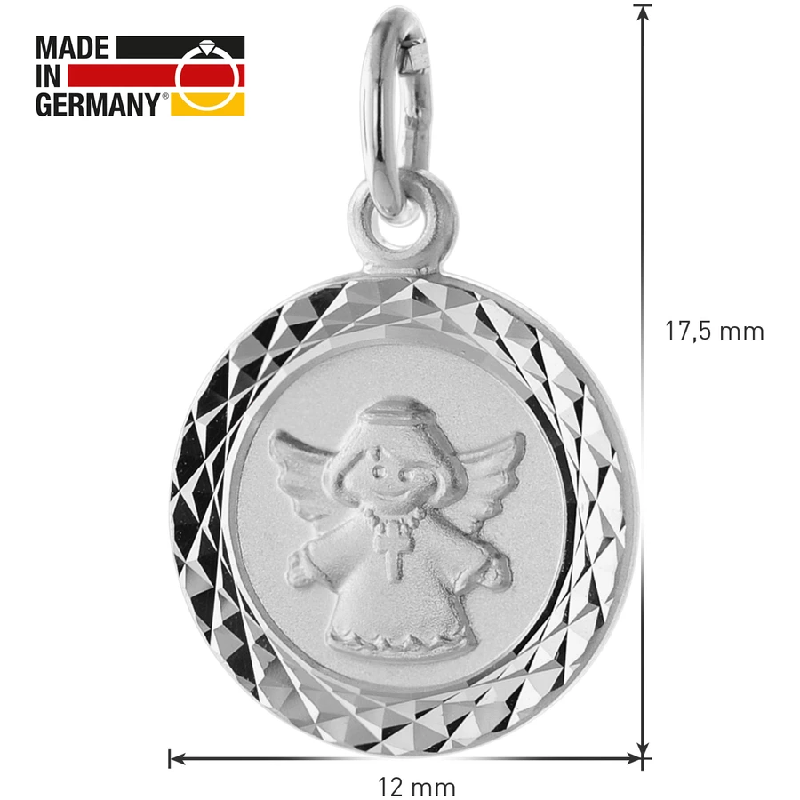 trendor 75326-V Engel-Anhänger für Kinder Weißgold 585 (14 Kt) mit Silberkette silver