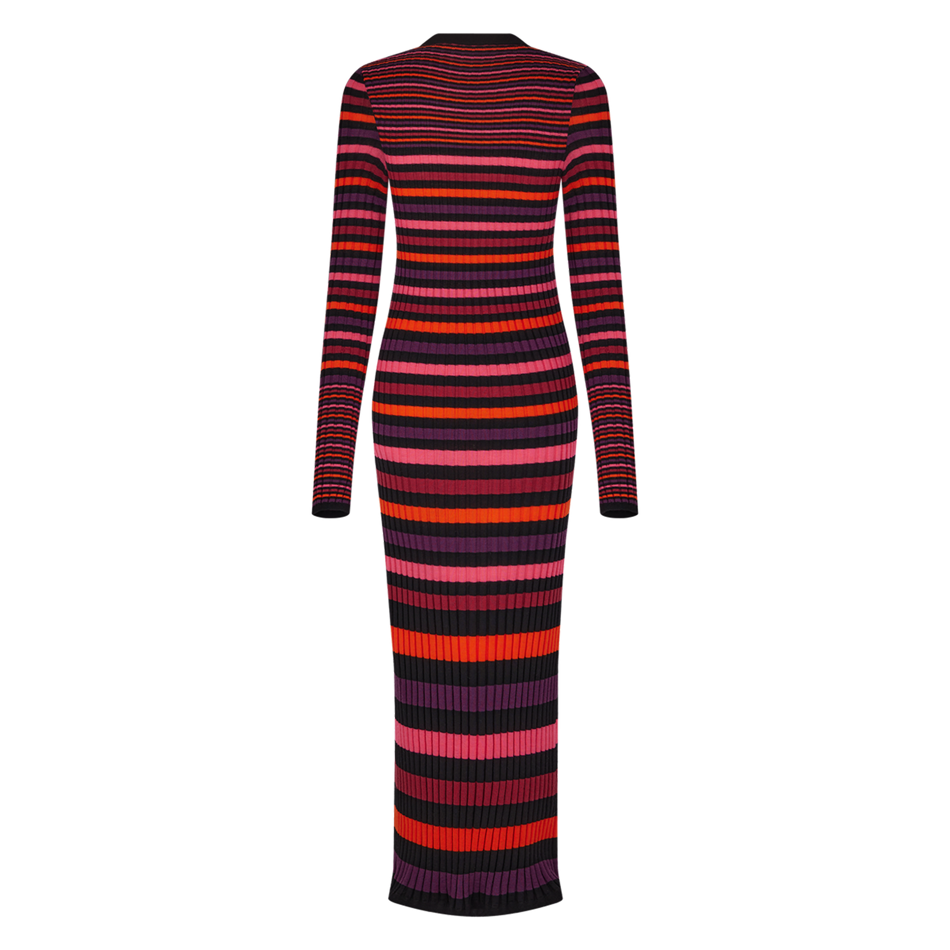 Robe longue col rond en laine | Multicolore