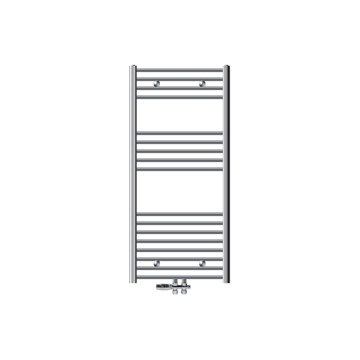 ECD Germany Badkamerradiator, Middenaansluiting, 600 x 1200 mm, Chroom Gebogen, met Thermostaat en Aansluitset, Vloermodel, Chroom - Radiator, Verwarming, Handdoekwarmer, Handdoekdroger, Handdoekradiator