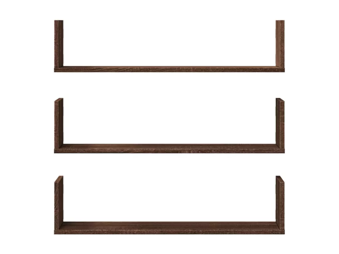 Étagères murales 3pcs chêne marron 80x18x18cm bois d'ingénierie