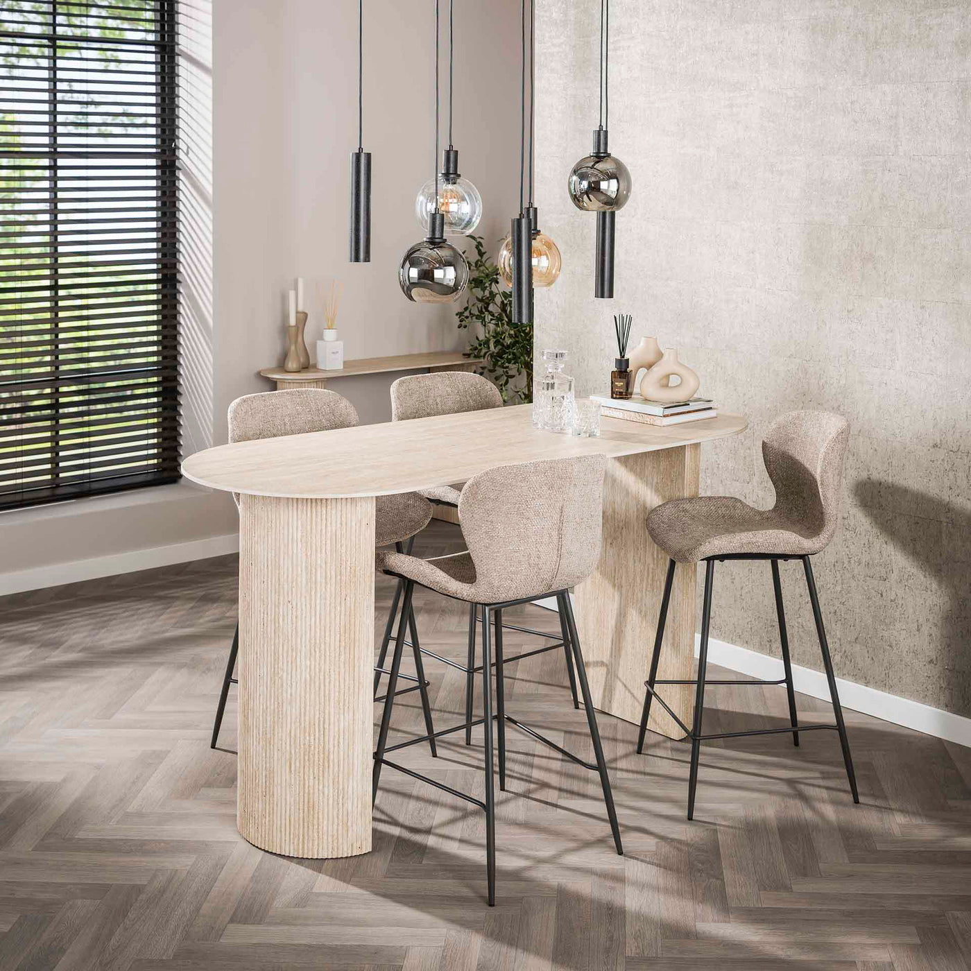 Giga Meubel - Bartafel Ovaal - Travertin - 178x70x92cm - Romano