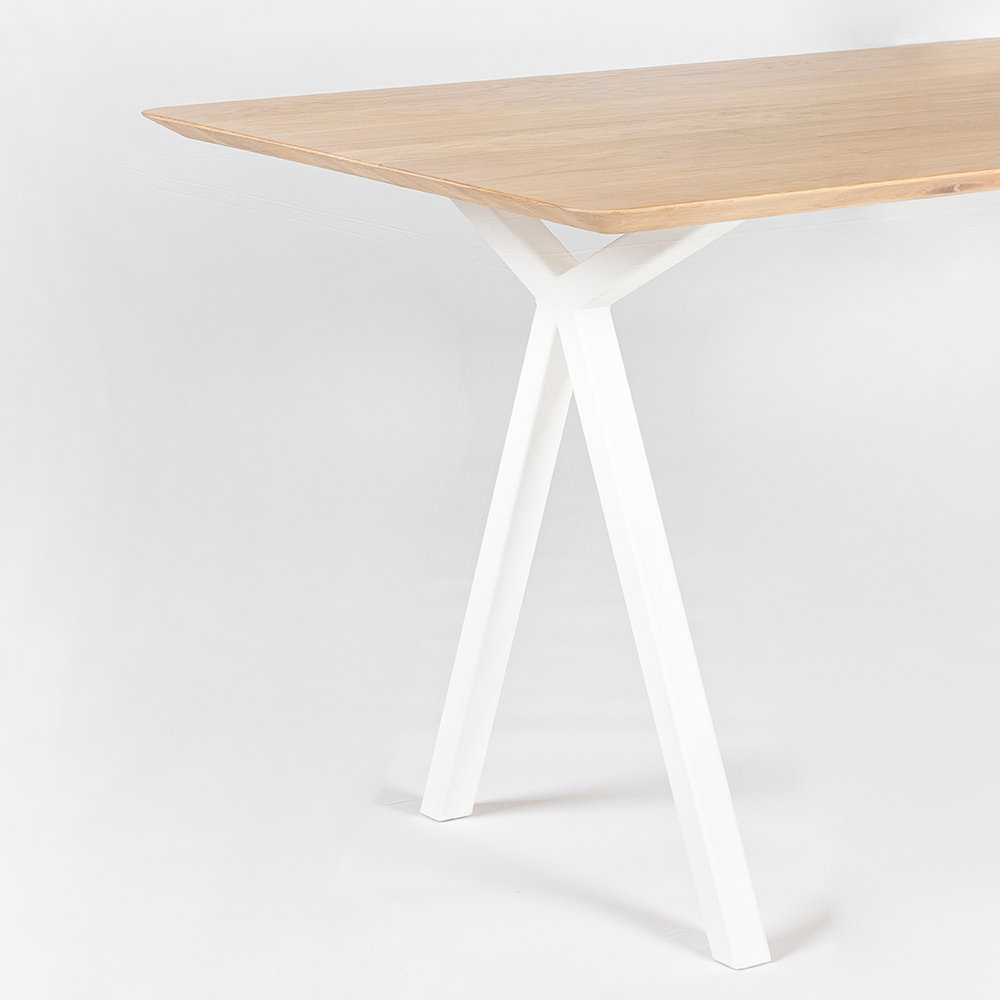 Studio HENK tafel Slim X-type Rechthoekig - wit frame, hardwax light 3041 240 x 90 cm | HWO NL 3041 | Verjongde Rand | Frame Wit
