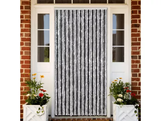 Rideau anti-mouches gris et noir 118x220 cm chenille