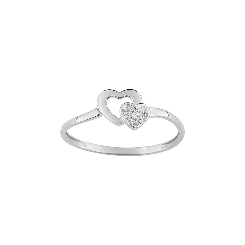 Bague coeur Femme - Or 9 Carats - Diamant 0,005 Carats