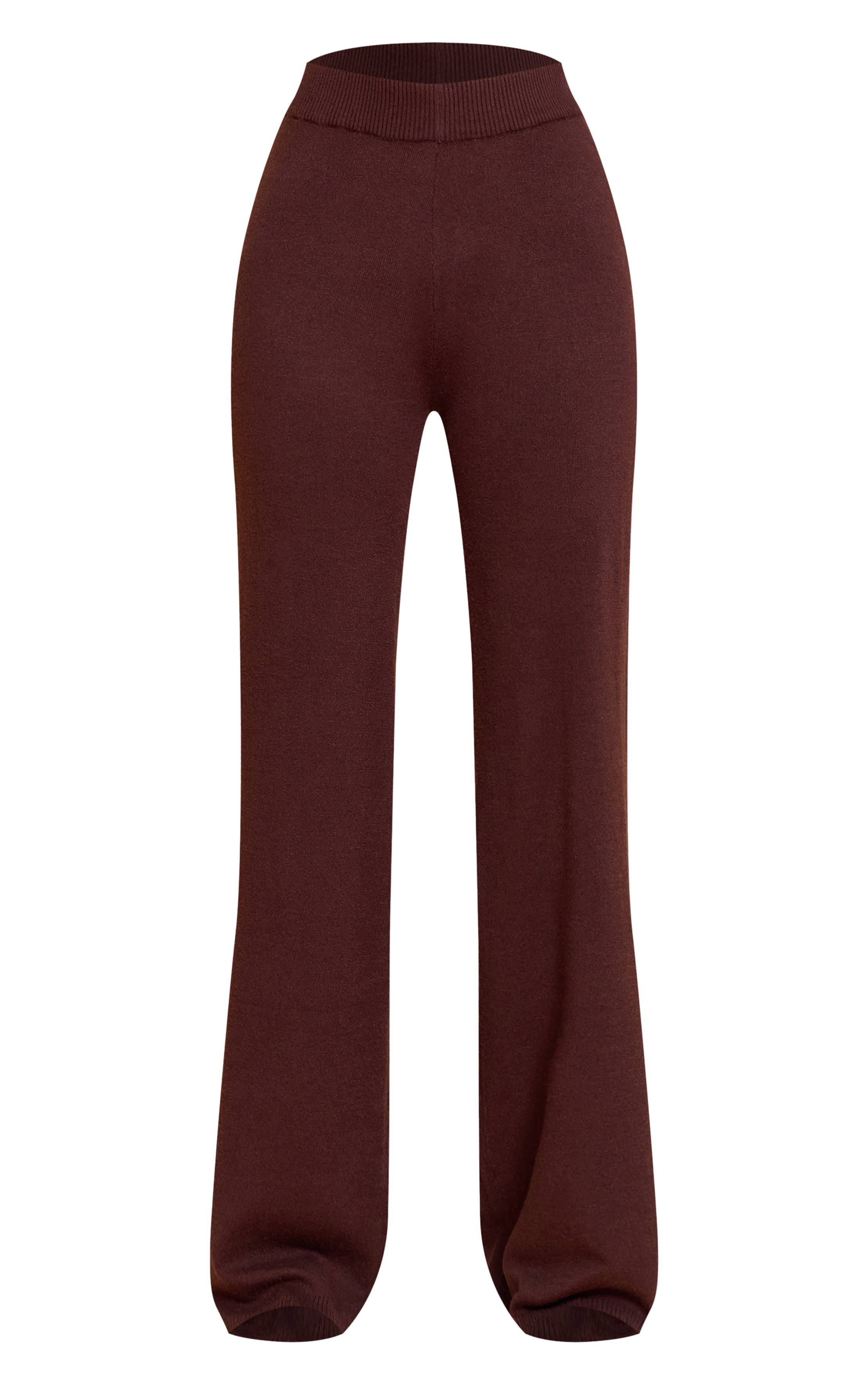 Chocolat Pantalon Large En Maille