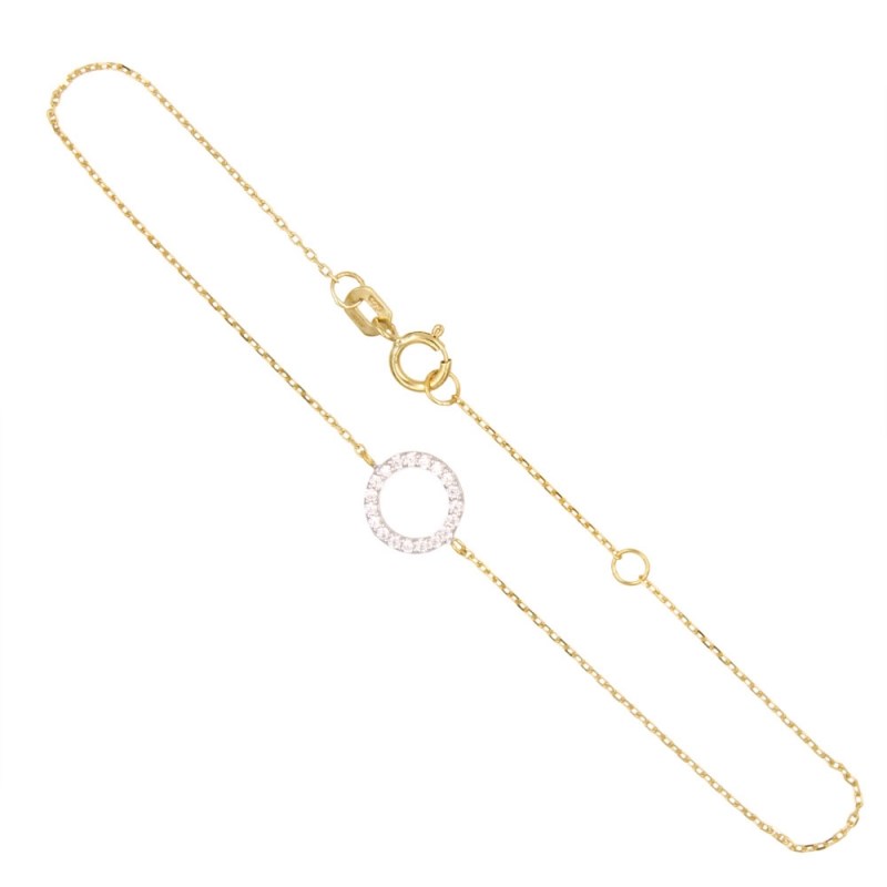 Bracelet Or Bicolore - Anneau Pavé de Zirconiums