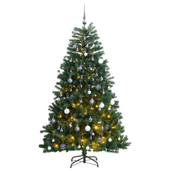 vidaXL Árvore Natal Artificial Articulada com 300 Luzes Led bolas 210cm - 71116575