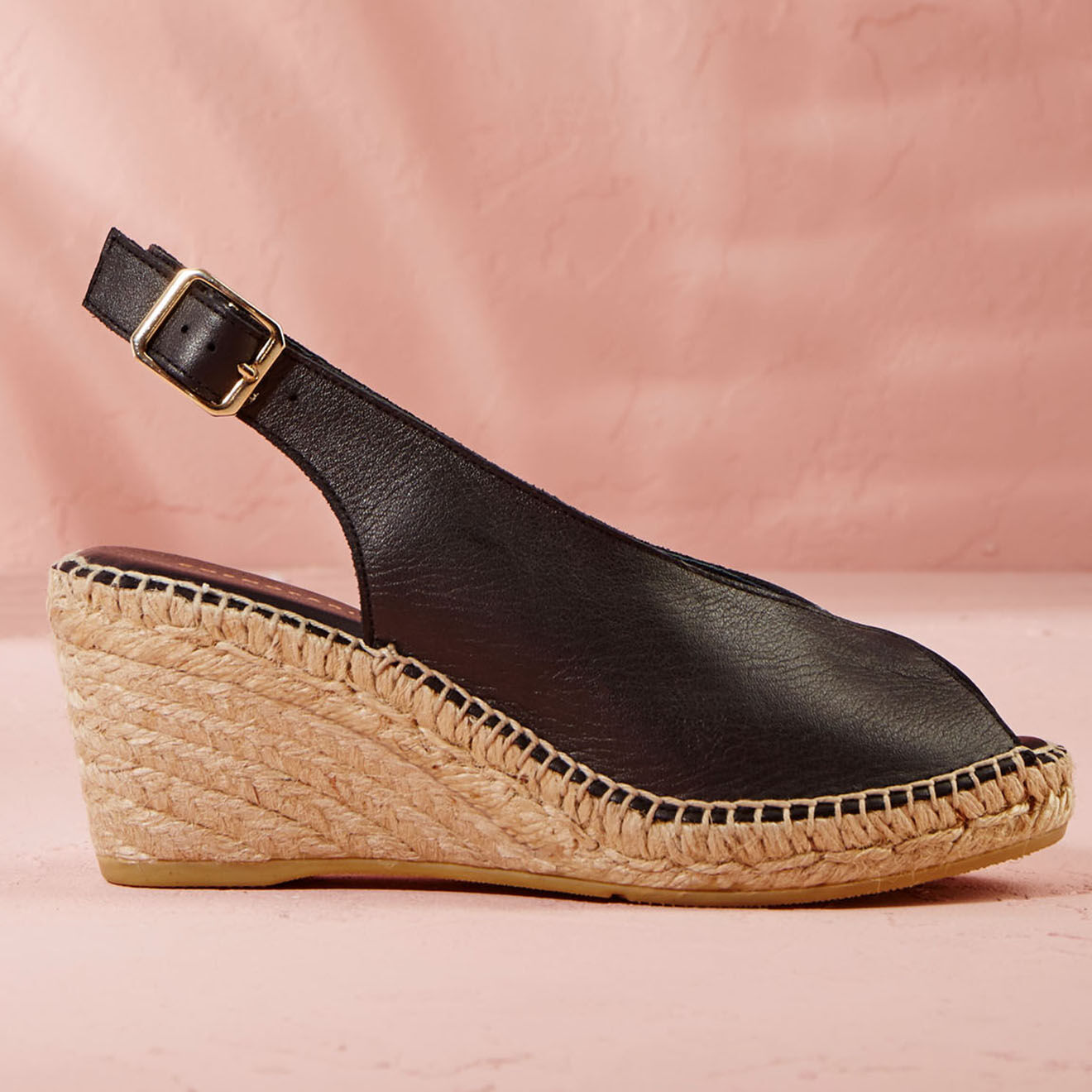 Cosmoparis Slingbacks compensés en Cuir Nala noirs - Talon 7 cm