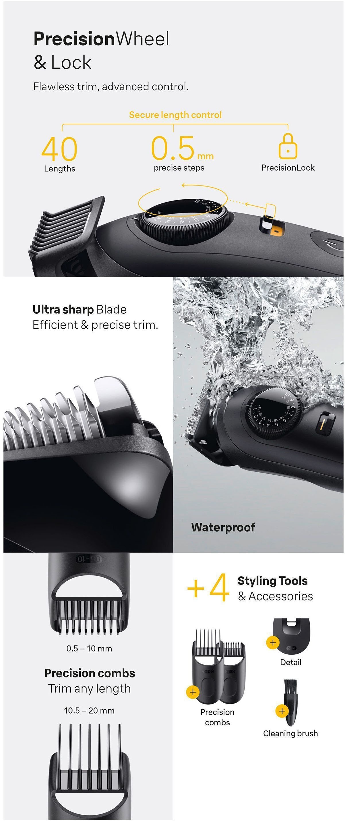 Braun Haarschneider »Barttrimmer BT5520« ultrascharfe Klinge, 120 Min Akkulaufzeit, 40 Längeneinstellungen
