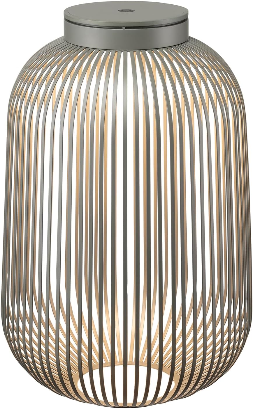 blomus LED Laterne LITO | Mobile Akku Outdoor Leuchte aus hochwertigem Eisen | Farbe Granite Gray | Größe L | 31L x 31B x 49H cm | 3 Lichtfarben | Dimmbar per Touch | Spritzwassergeschützt IP54