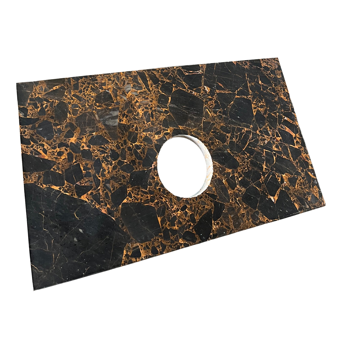 Fontana Athens Portoro Gold Micro Marble toiletmeubel met ribbelfront 40cm zwart mat