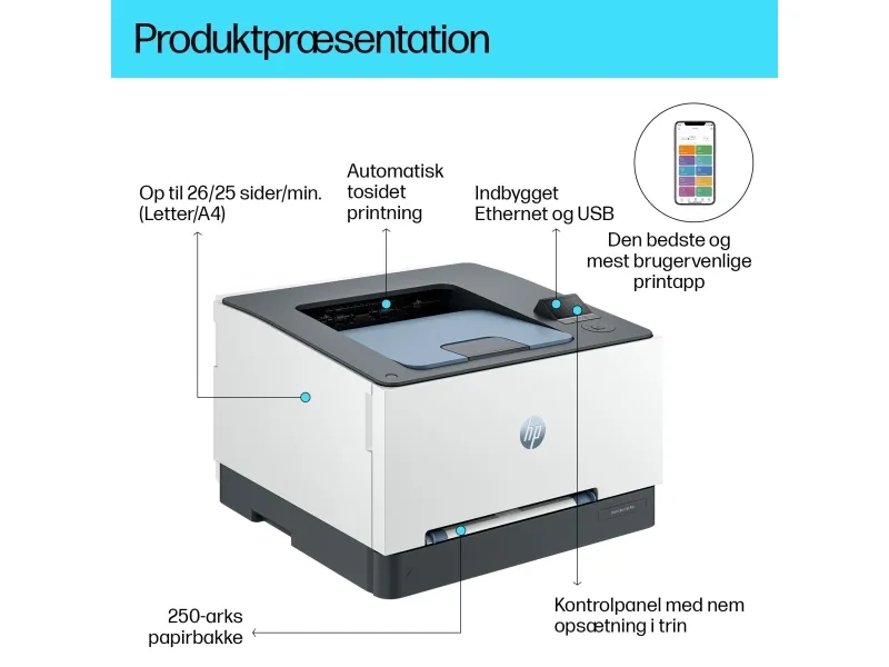 HP Color LaserJet Pro 3202dn - Printer - farve - Duplex - laser - A4/Legal - 600 x 600 dpi - op til 25 spm (mono) / op til 25 spm (farve) - kapacitet: 251 ark - Gigabit LAN, USB 2.0
