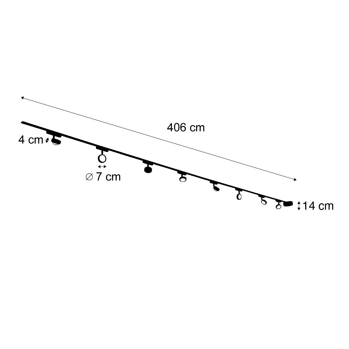 Modern railsysteem met 8 spots zwart 1-fase - Magnetic Lance