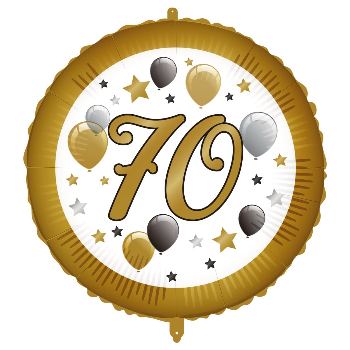 70 Jaar Helium Ballon Wit Goud Leeg 46cm
