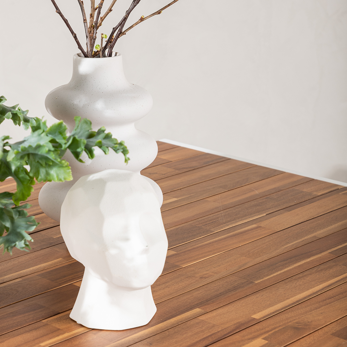 Tuintafel Lasse aluminium - houten tafelblad Wit