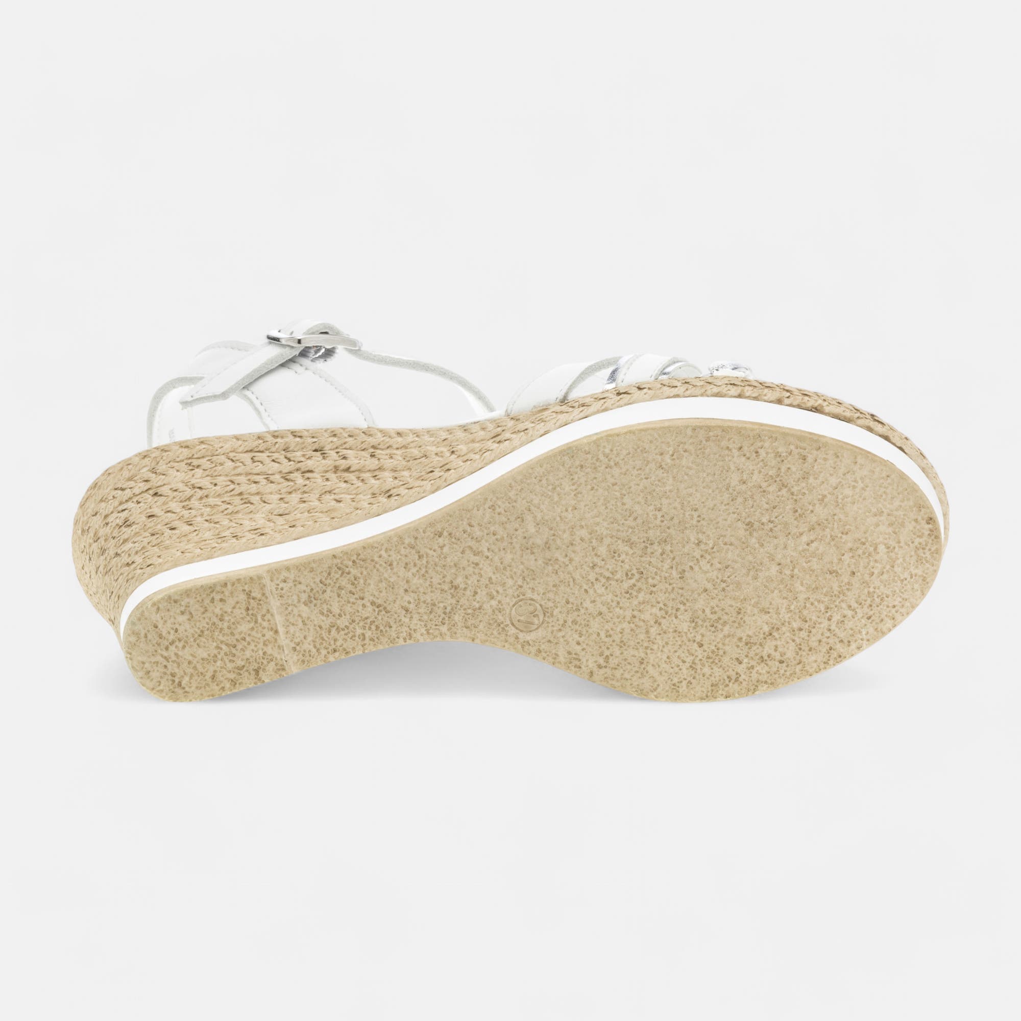 Sandales à talon compensé Femme en cuir blanc