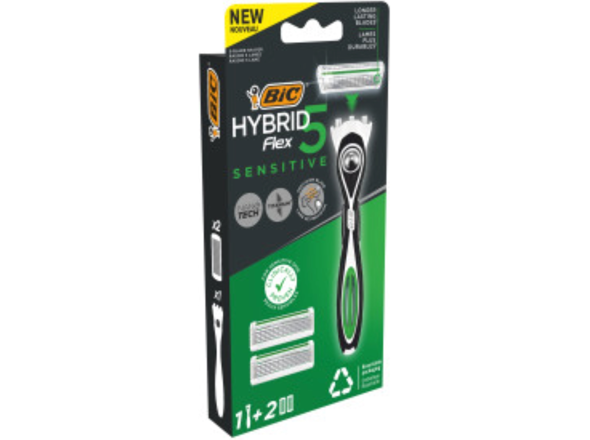 MÃQUINA BARBEAR BIC HYBRID5 SENSITIVE  2 RECARGAS